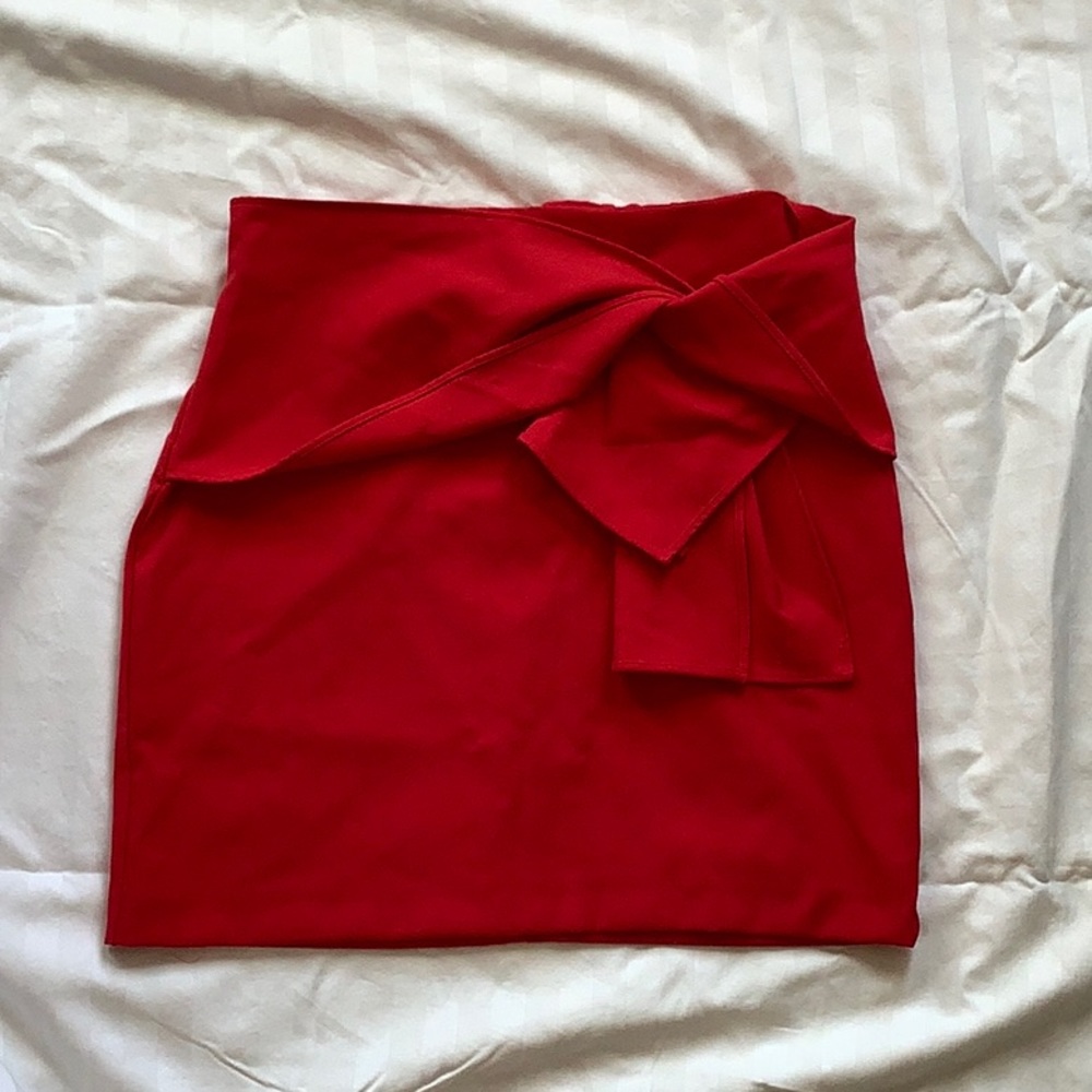 Red Mini Skirt w/ Bow - Zara Basics